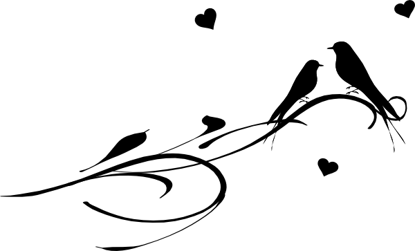 Drawn Lovebird Branch Silhouette Clip Art - Love Birds On A Branch (600x363)