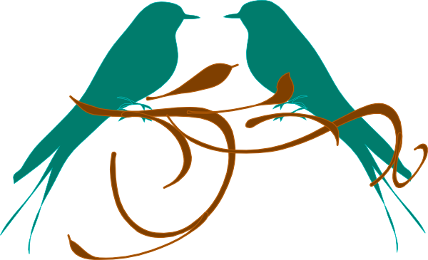 Bird Branch Silhouette Clip Art - Clip Art Love Birds (600x365)