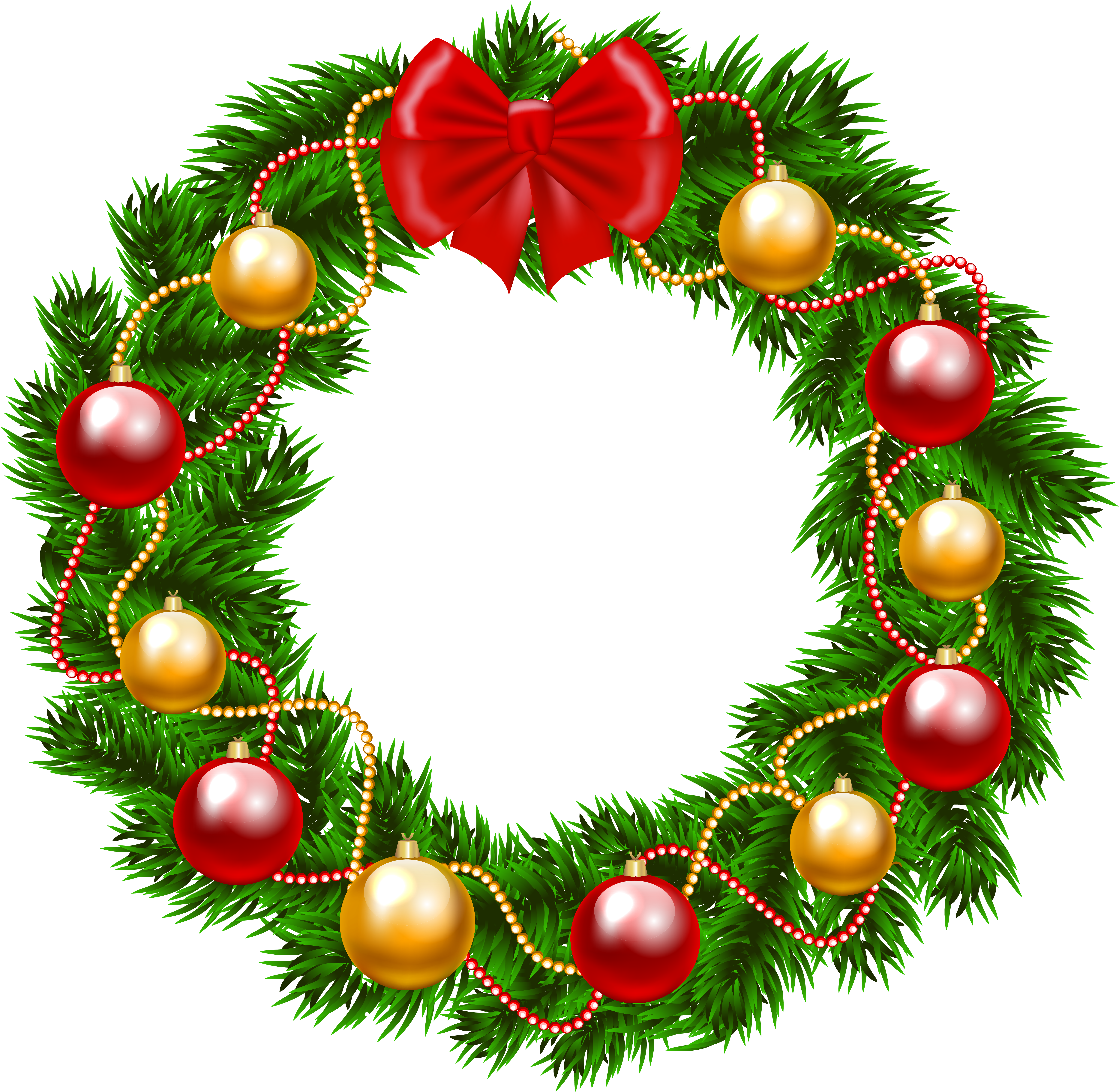 Christmas Clip Art Wreath Clipart - Christmas Wreath Png Clipart (6129x5999)