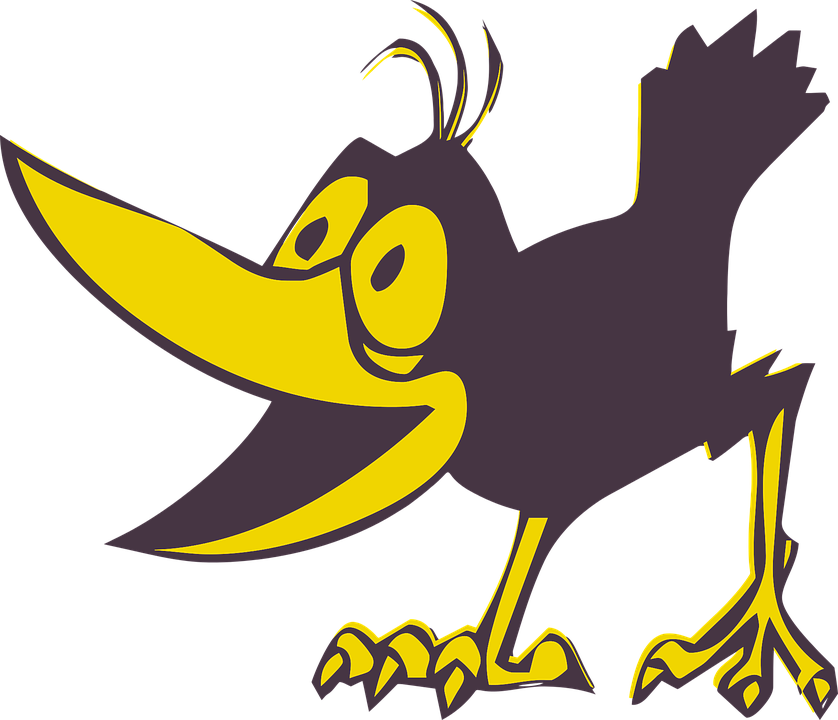 Funny Bird Cartoon Animal Cute Birds Vector - Crow (838x720)