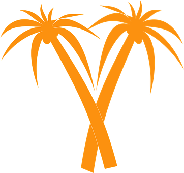 Palm Trees Orange Tropical Palm Silhouette - Orange Palm Tree Silhouette (362x340)
