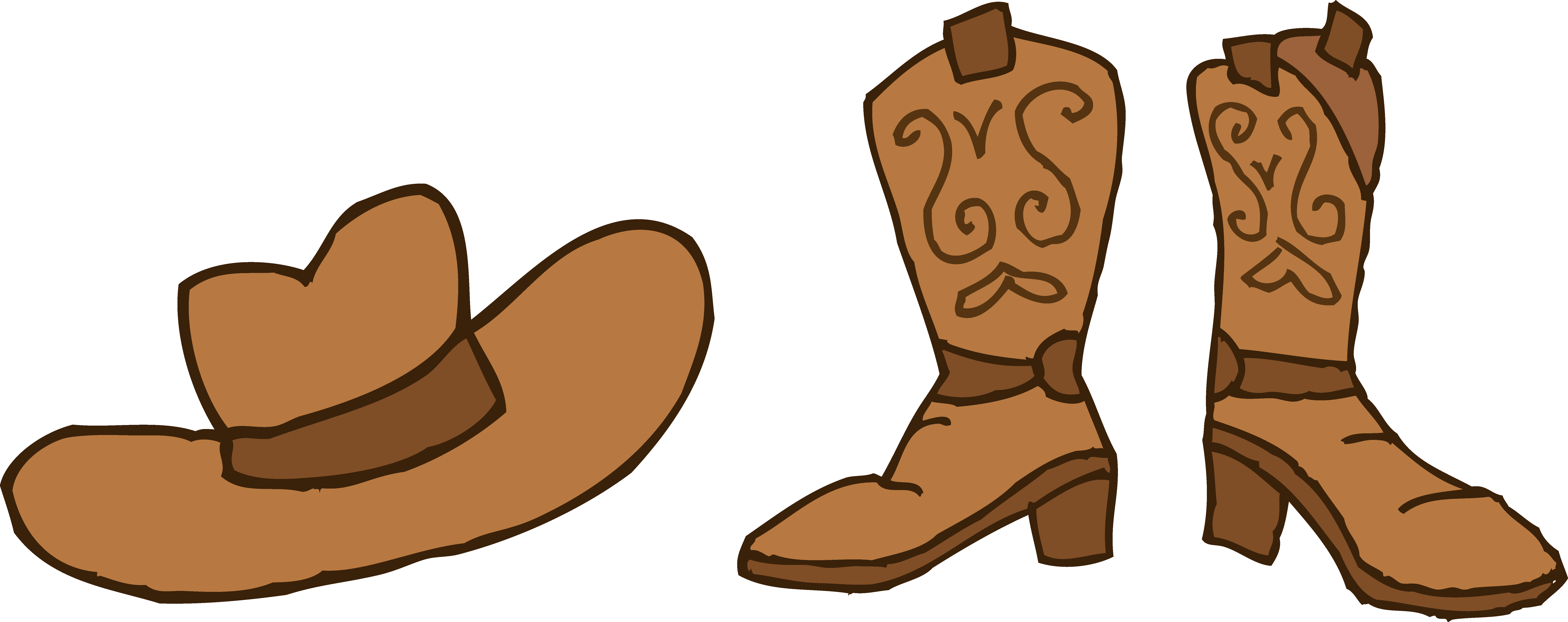Cowboy Hat And Boots Clipart Free Clip Art - Boots Clip Art (8323x3300)