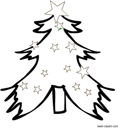 Black And White Christmas Tree Clip Art - Christmas Tree (450x450)