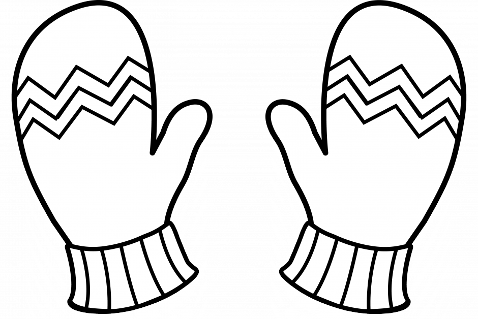 Mitten Roller Derby Clip Art - Mittens Coloring Page (940x628)