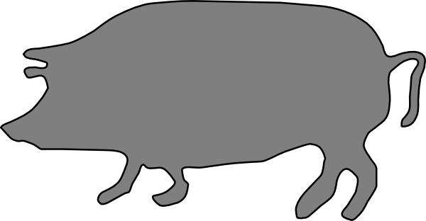 Gray, Pig, Silhouette Clip Art - Pig Silhouette Clip Art (600x312)