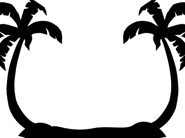Palm Tree Clip - Tropical Trees Png Black White (640x480)