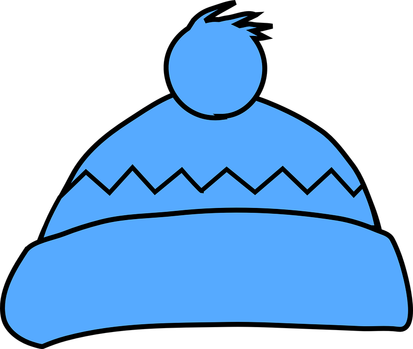 Cap Woollen Warm Clothing Knitted Wear Winter - Blue Winter Hat Clip Art (851x720)
