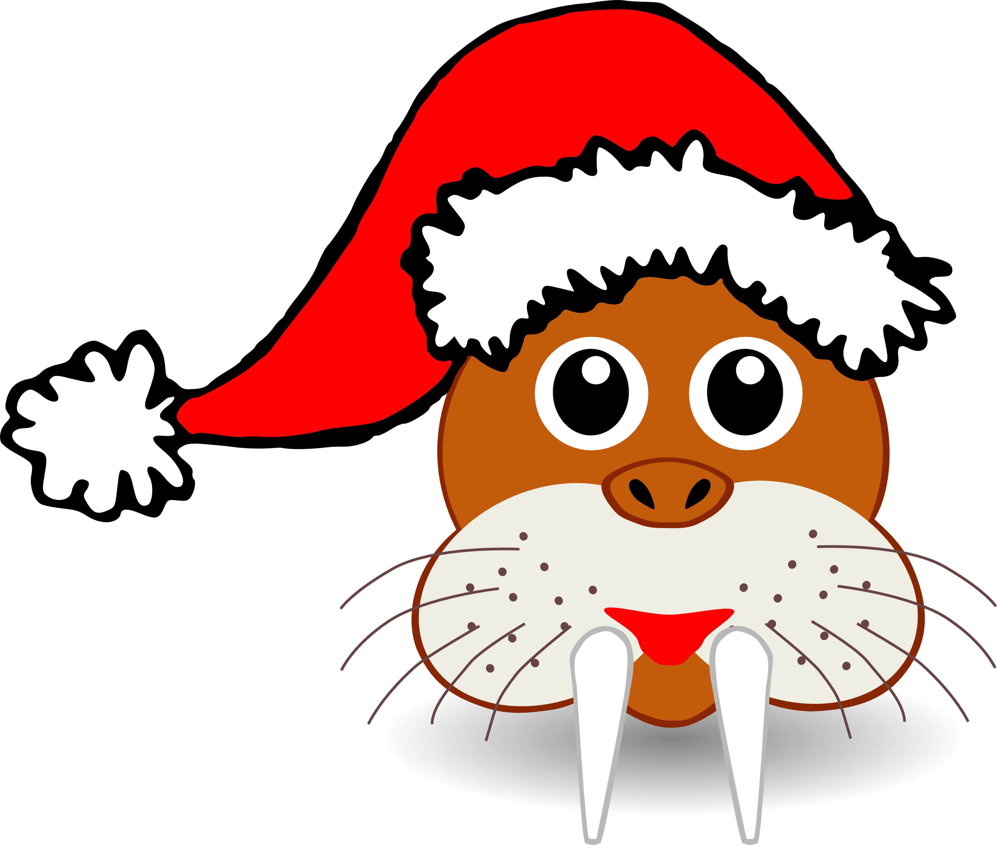Winter Animal Clipart Free - Santa Claus Funny Hat (3333x2826)