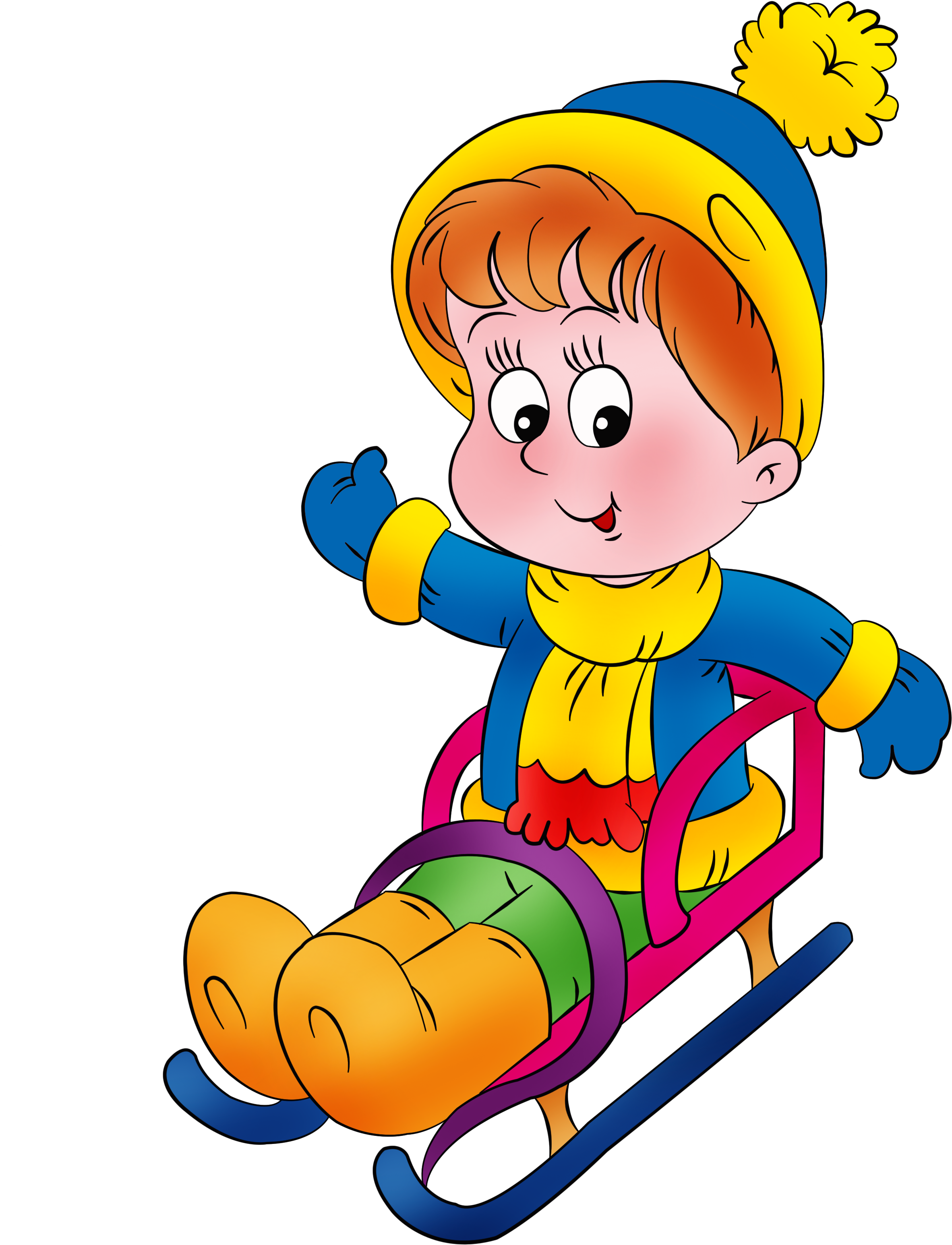 Winter Child Game Snowball Fight - Sled (3543x3543)