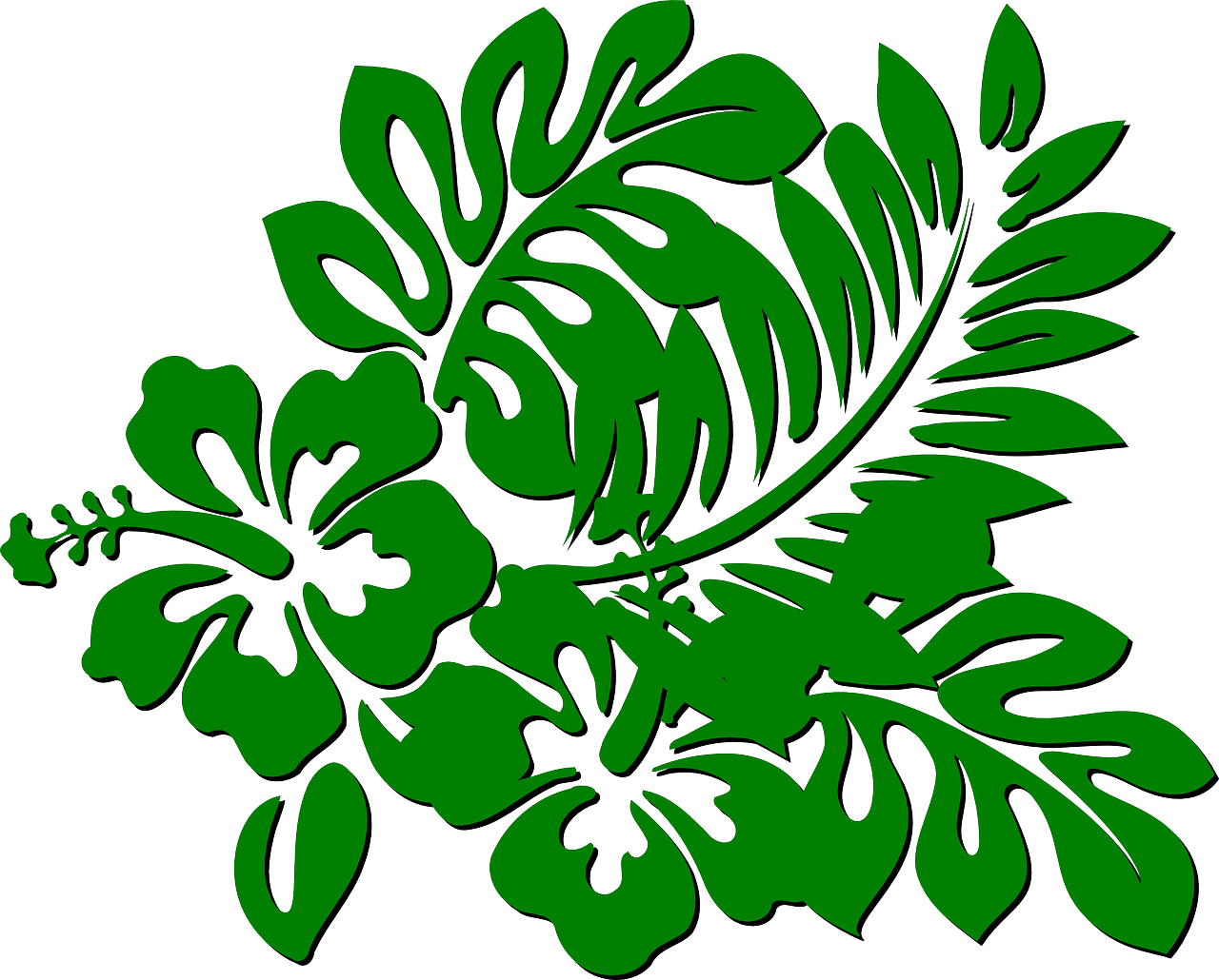 Flowers Green Branch Plant Leaves Vegetation - Rainforest Clipart Png (1280x1030)