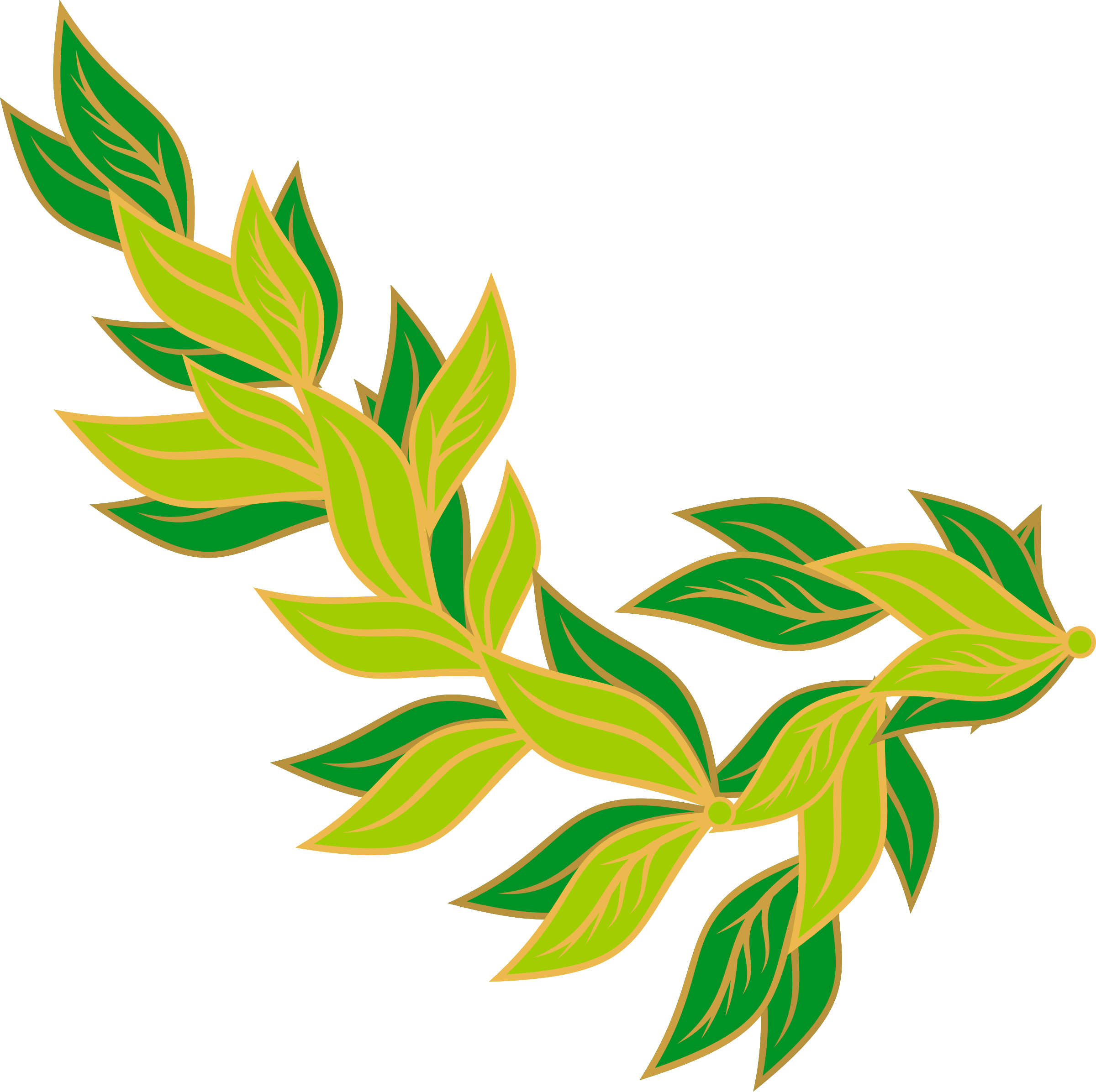 Stem Clipart Leaf - Green Leaves Border Clip Art (2400x2393)