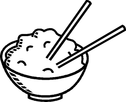Chopsticks Chinese Food Bowl Rice Chopstic - Rice Clip Art (419x340)