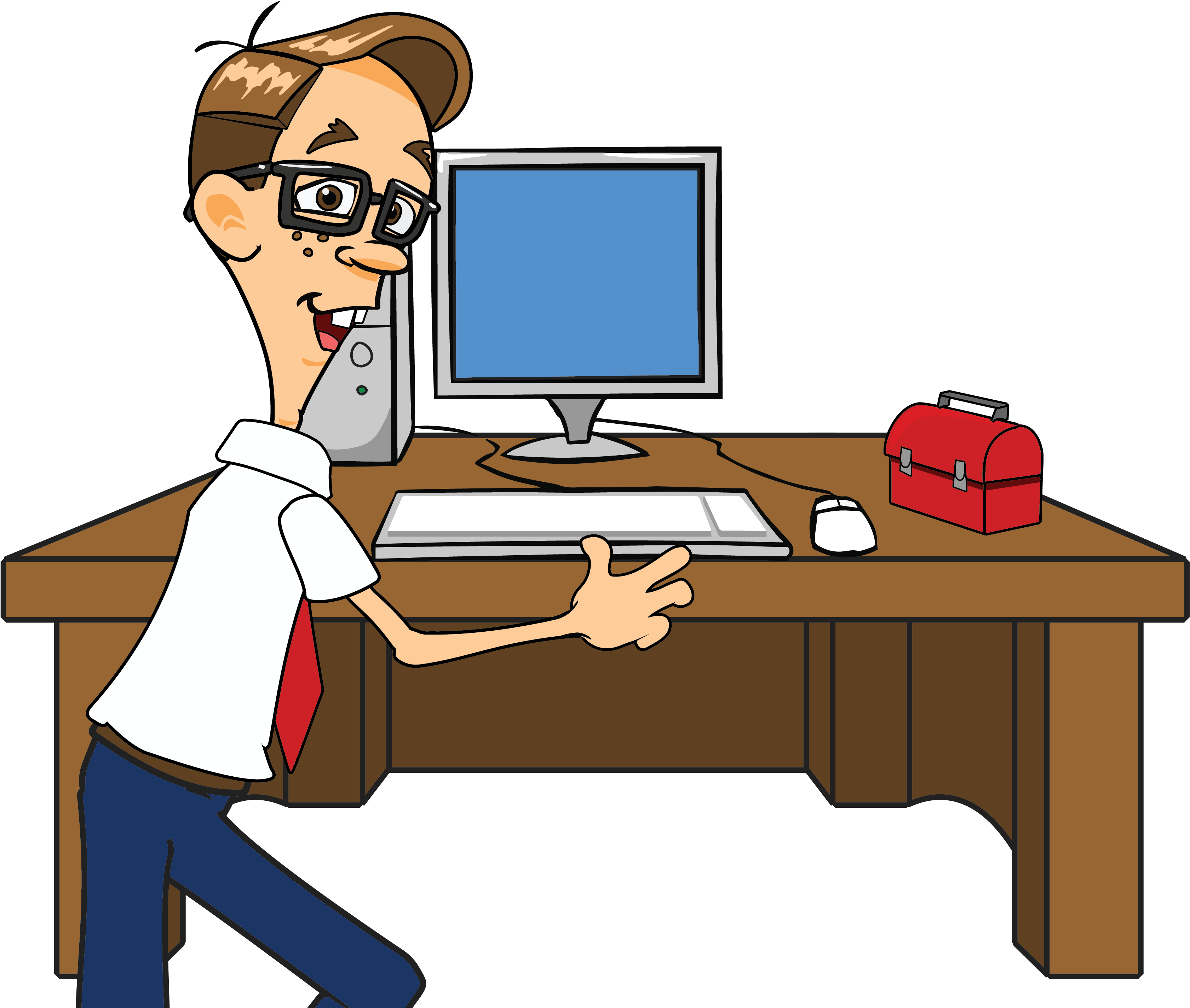 Ms Windows Clipart Computer Repair - Computer Nerd Cartoon Png (3608x2920)