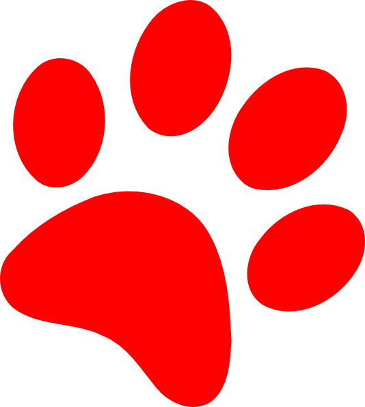 Wildcat Paw Clip Art - Red Dog Paw Print (534x595)
