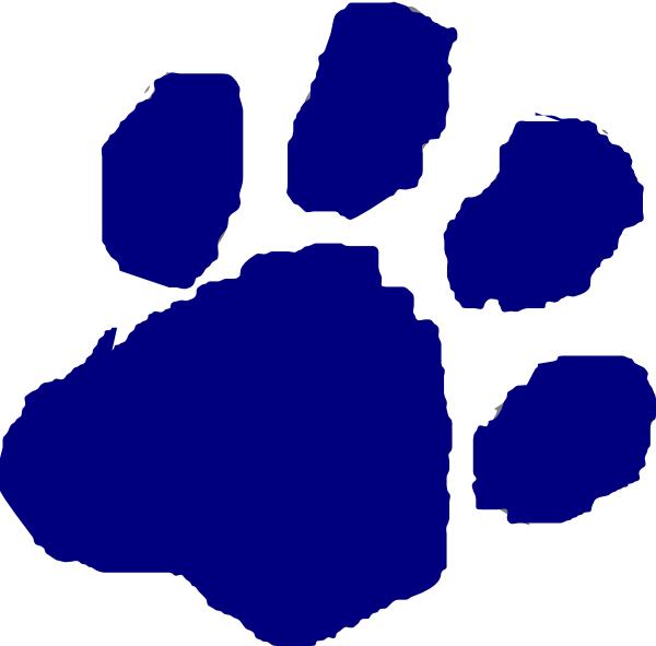 Blue Cougar Paw Clip Art (600x591)