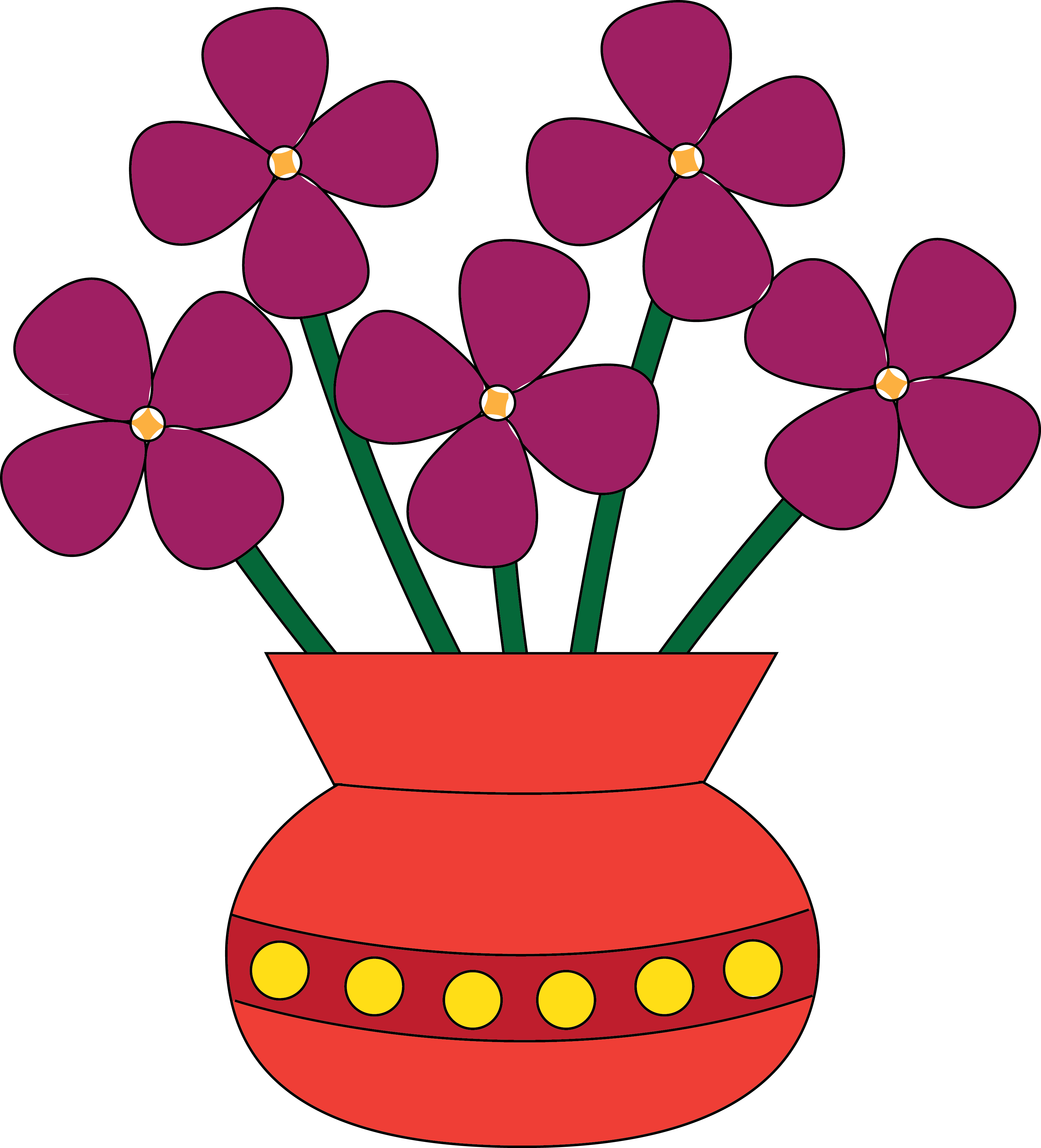Flower Clip Art - Cartoon Flower In A Vase (3408x3758)