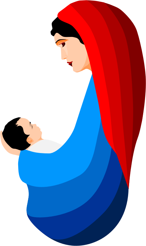 Catholic Christian Christmas Jesus Mary Nativity - Mary With Baby Jesus Clip Art (466x786)