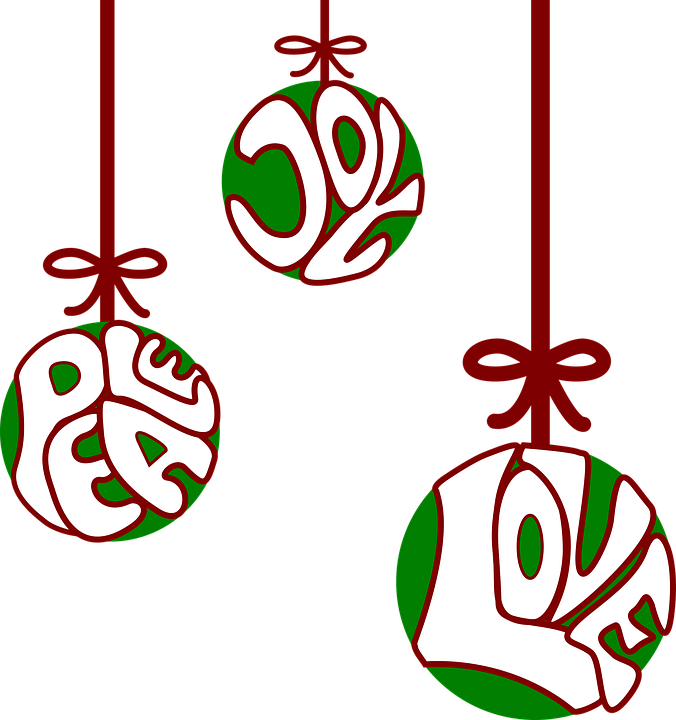 Balls Christian Christmas Decoration Joy Love - Joy Love Peace Clipart (676x720)