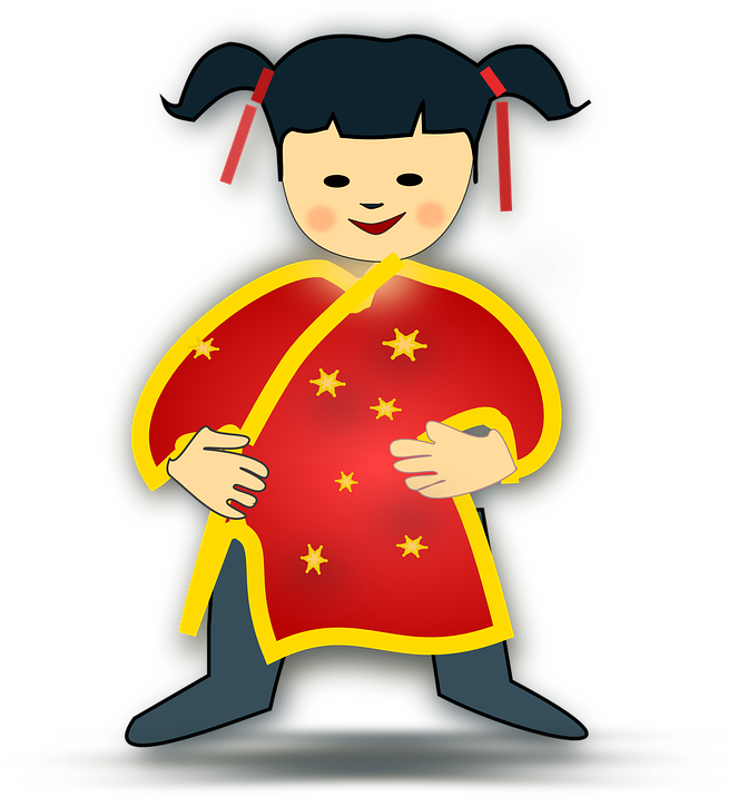 Icon, Boy, Girl, Kids, Chinese, China, Children - Chinese Girl Clipart (714x720)