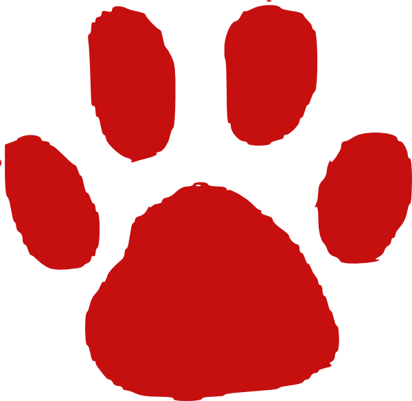 Red Paw Print Clip Art - Red Paw Print Png (600x584)
