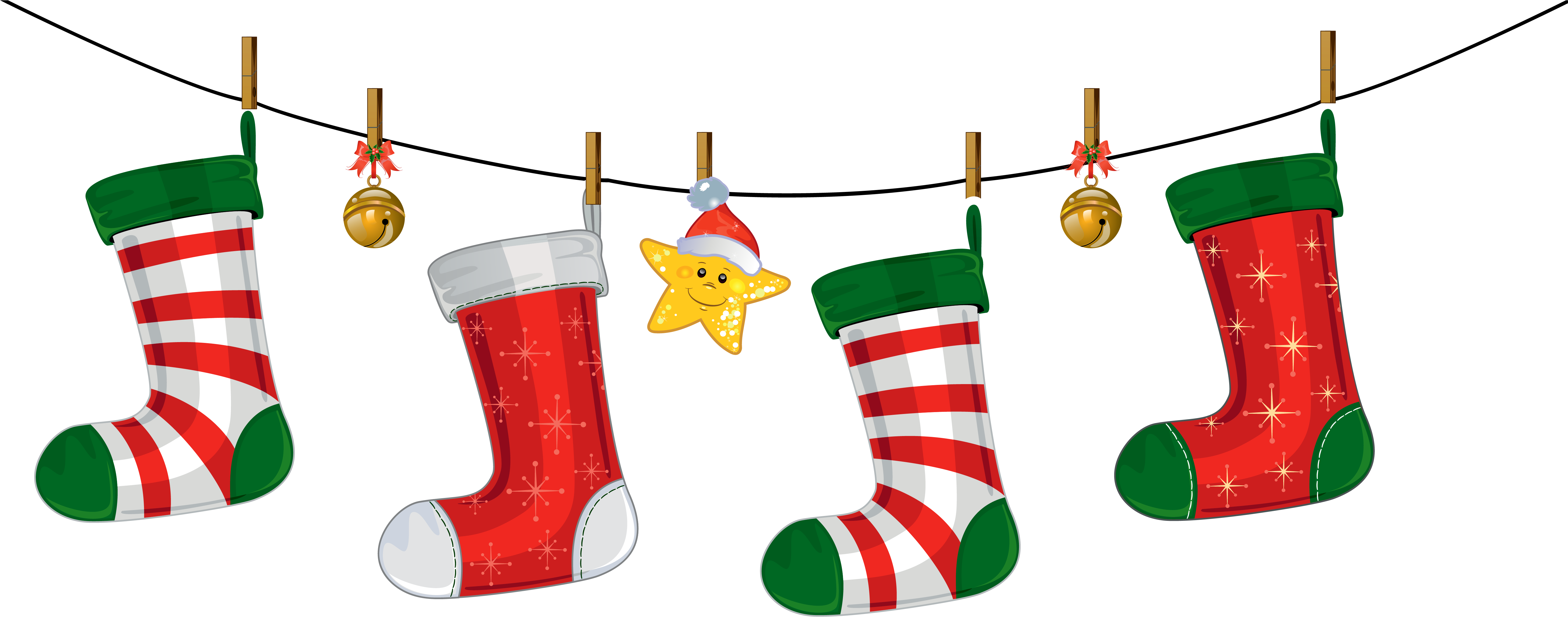Christmas Clipart Kid - Christmas Stocking Cartoon Png (5825x2372)