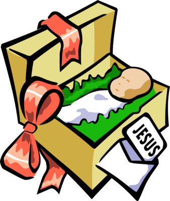 Image Christmas Present Christmas Clip Art - Jesus As A Present (338x400)