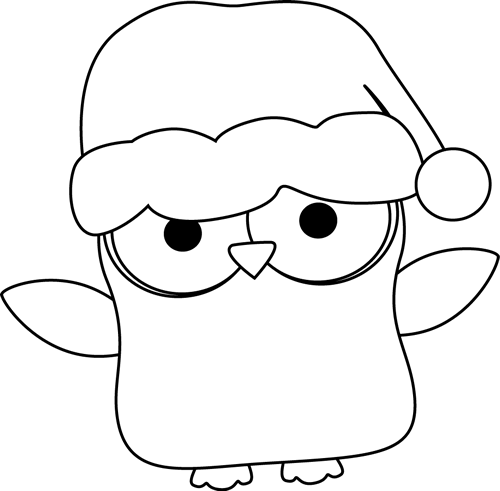 Black And White Christmas Owl Clip Art - Black And White Christmas (500x491)
