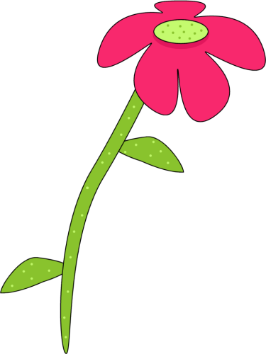 Pink And Green Droopy Flower - Mycutegraphics Flower (375x500)