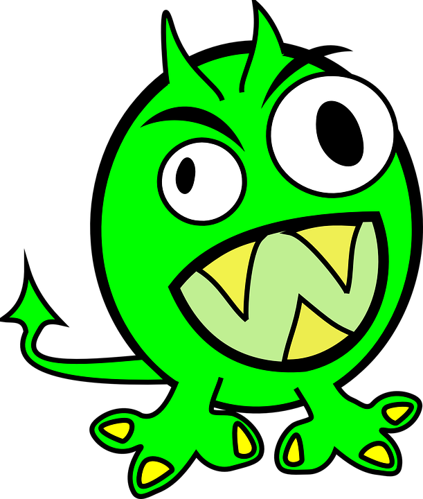 Monster Alien Green Lime Scary Halloween Spooky - Green Monster Clipart (611x720)