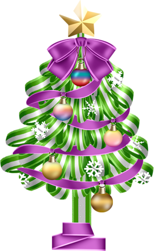 Christmas Tree Snow Globe Transparent Png Clip Art - Christmas Colorful Ribbon Clipart (306x500)