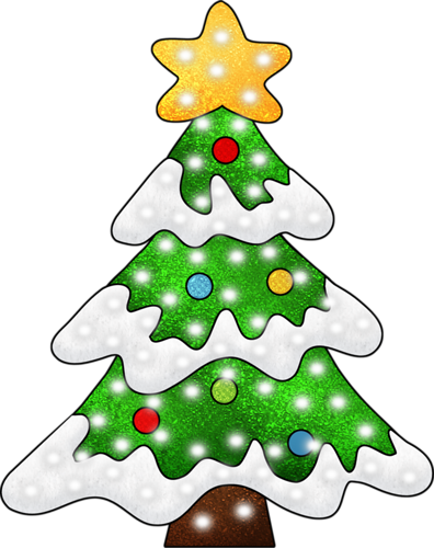 Christmas Clip Art - Christmas Tree With Snow Clipart (396x500)