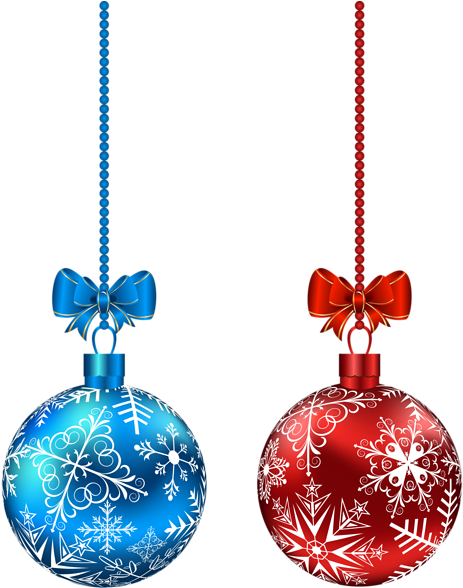 Blue And Red Hanging Christmas Balls Png Clip-art Image - Red And Blue Christmas Ornaments (475x600)