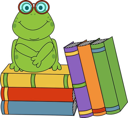 Books For Clip Art - Frog Reading A Book (450x414)