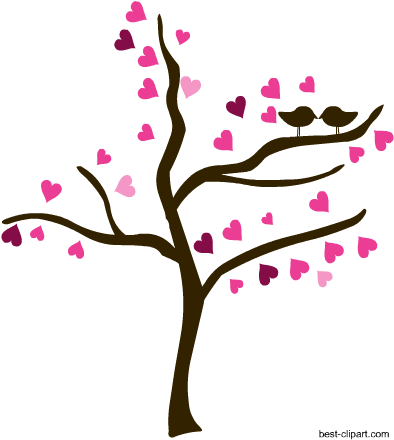 Love Birds On A Tree, Free Valentine Clip Art - Wedding (450x450)