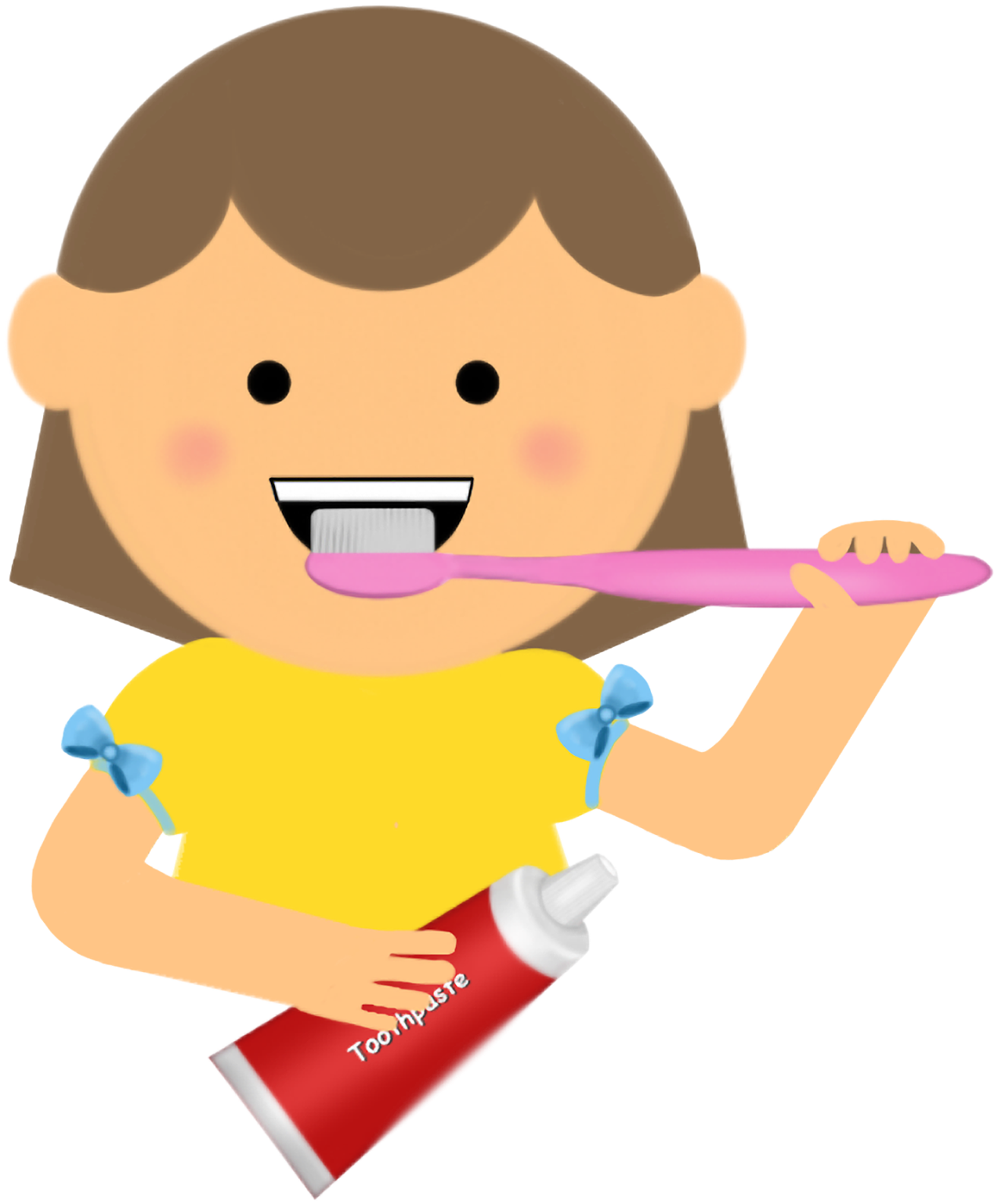 Brushing - Girl Brushing Teeth Clipart Png (1541x1600)