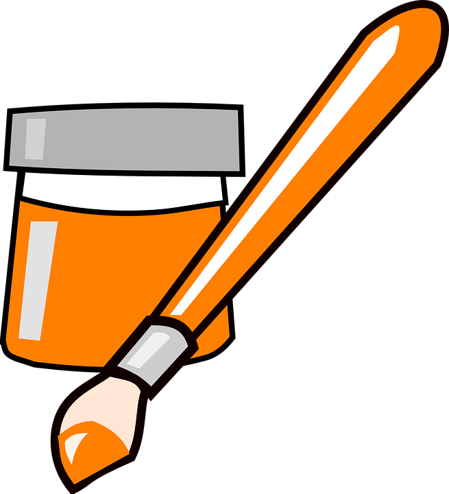 Orange Clipart Paintbrush - Paint Brush Clip Art (655x720)