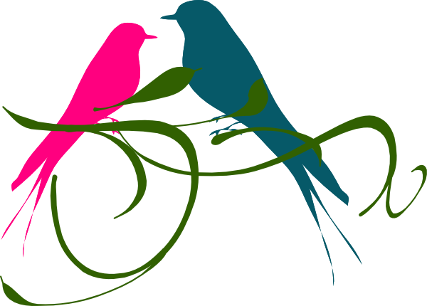 Lovebird Clipart Pink Bird - Clip Art Love Birds (600x430)