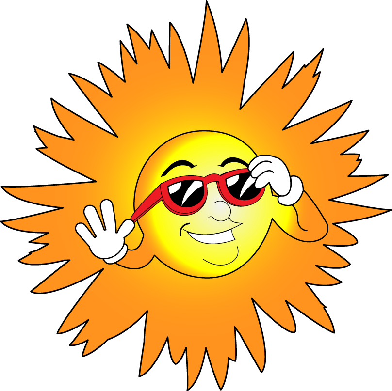Weather Clip Art - Sun With Glasses Clip Art (808x807)