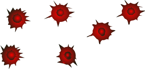 Red Bullet Holes Clip Art - Bullet Holes Transparent (600x288)