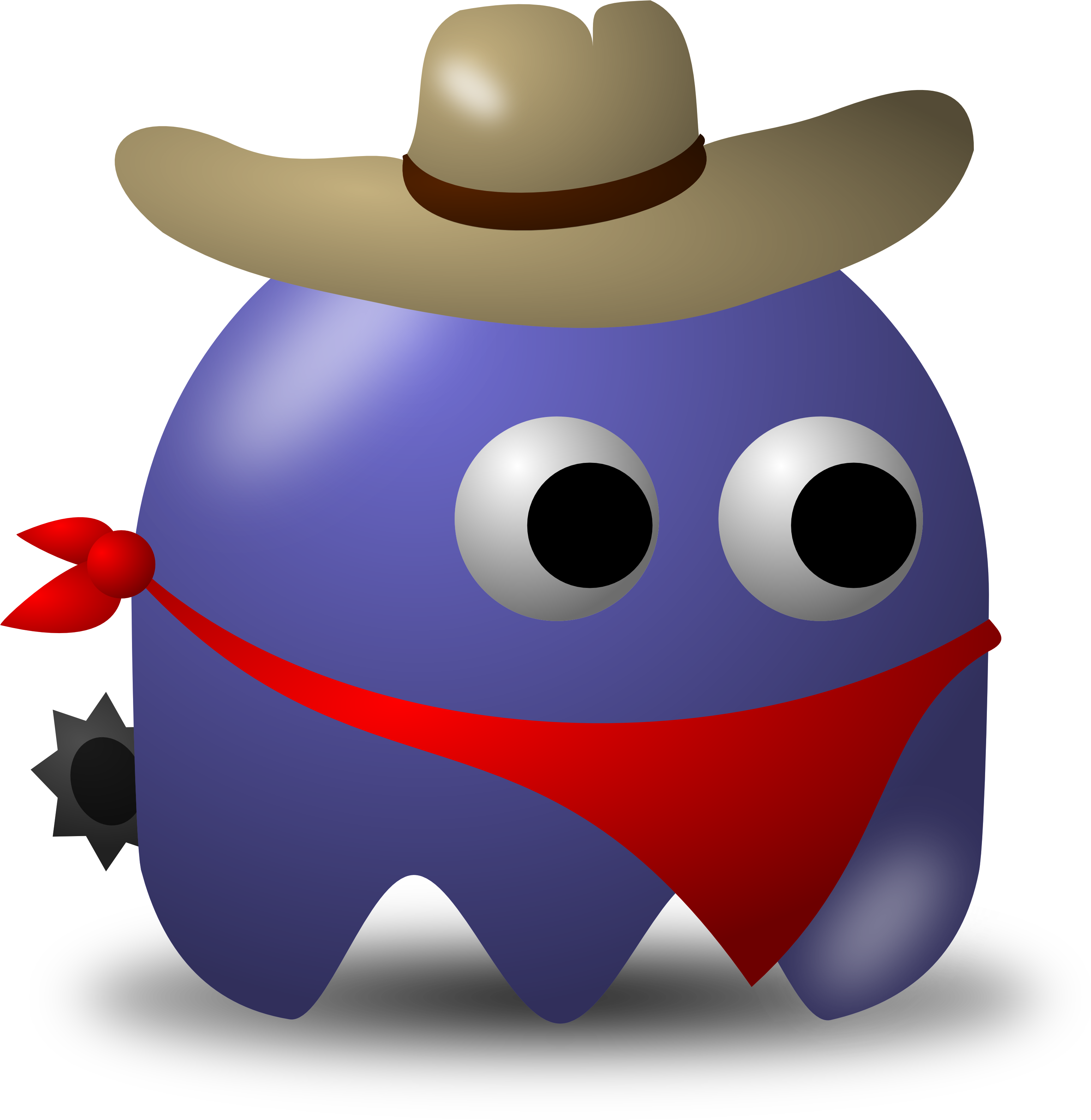 Rodeo Cowbow Avatar Character With Hat, Bandana, And - Baddy From Pac Man (3120x3200)