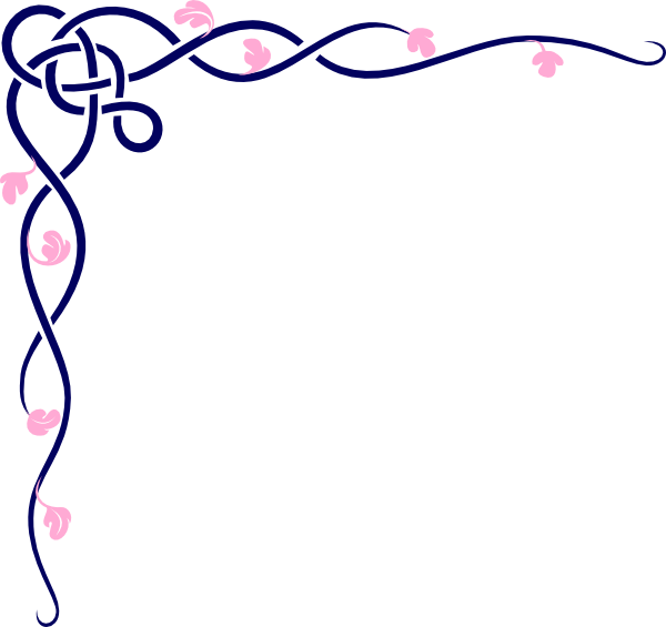 Blue And Pink Vine Clip Art Frame And Borders Download - Page Corner Designs Png (600x565)
