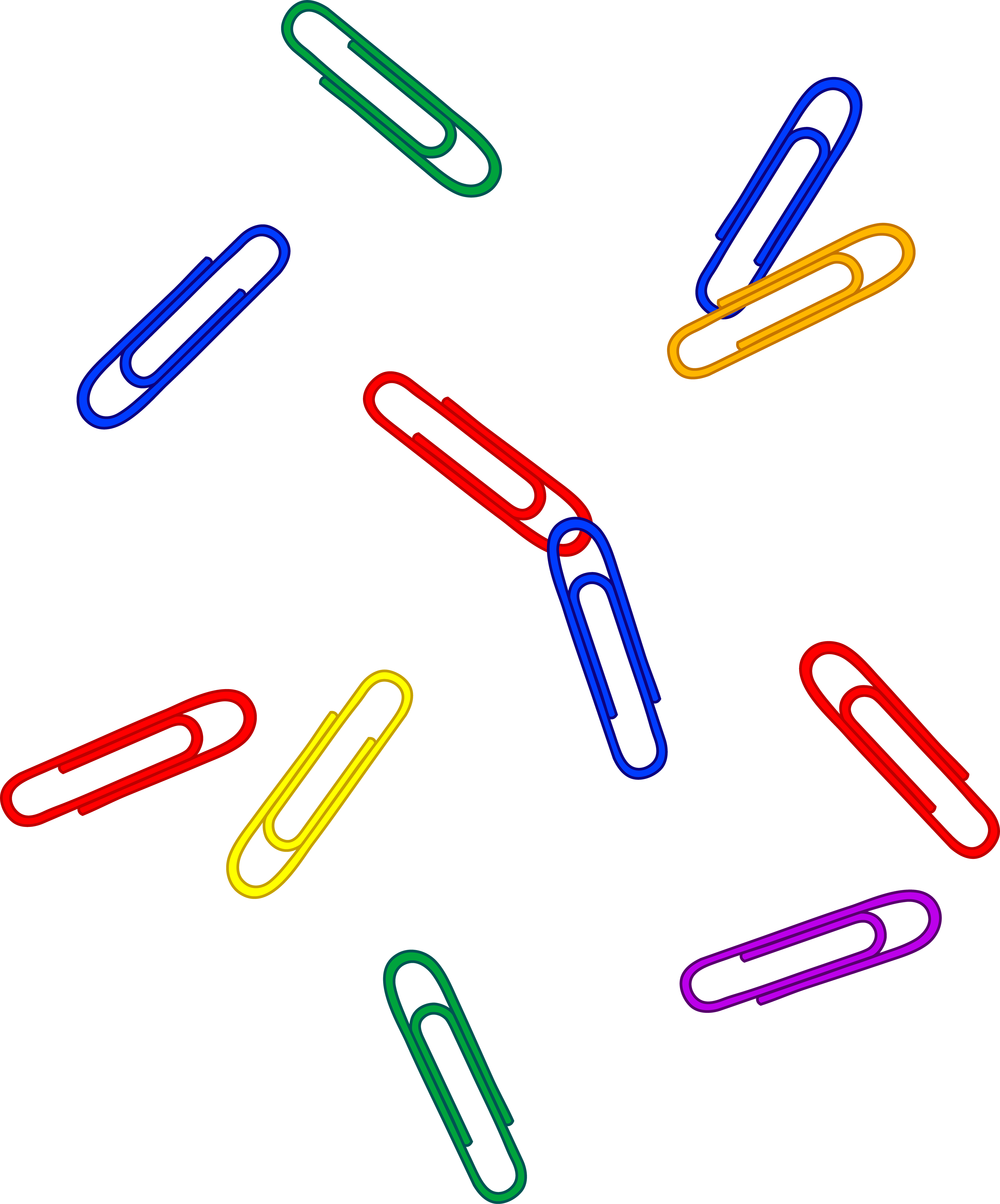 Paper Clipart Clip Png - Colorful Paper Clips Png (2907x3500)