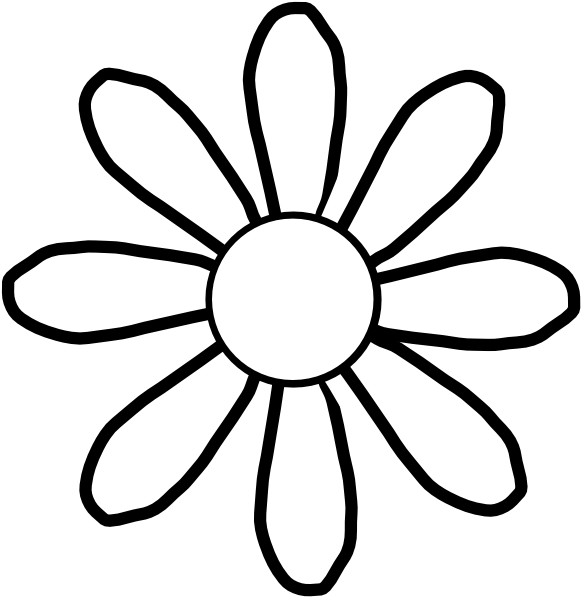 More Images Of Traceable Flowers Coloring Pages Free - Flower Black And White (582x599)