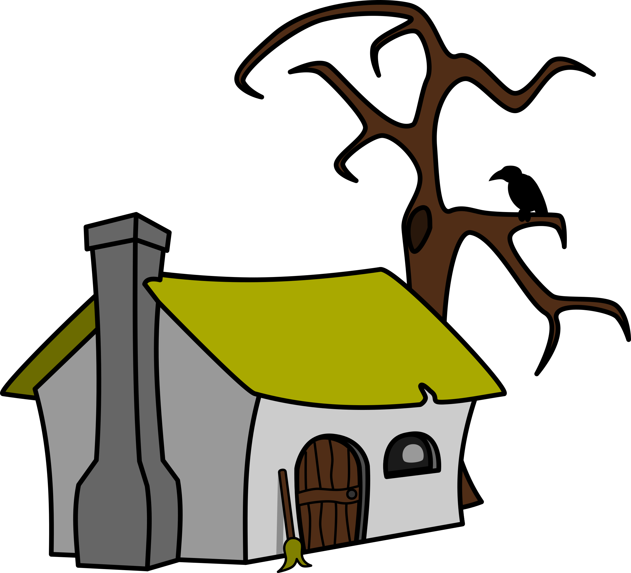 Free Witch& - Cottage Clip Art (2400x2178)