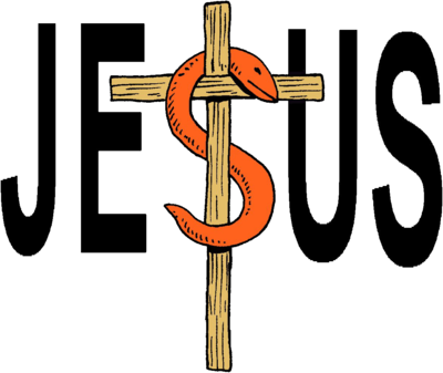 Jesus Cross Clip Art - Snake On A Cross (400x337)
