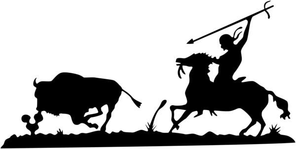 Bull Hunting Scene Free Dxf File - Plasma Cutter Designs Dxf (600x302)