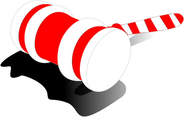 Candy Cane Gavel Clip Art - Christmas Auction Clipart (600x381)