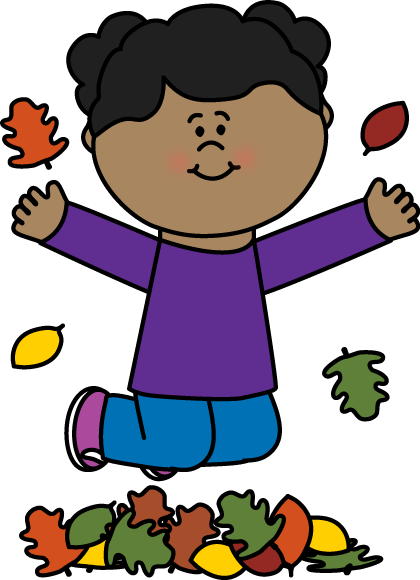 Girl Jumping In Leaves Clip Art - Games For Reading For Grade 1 (420x580)