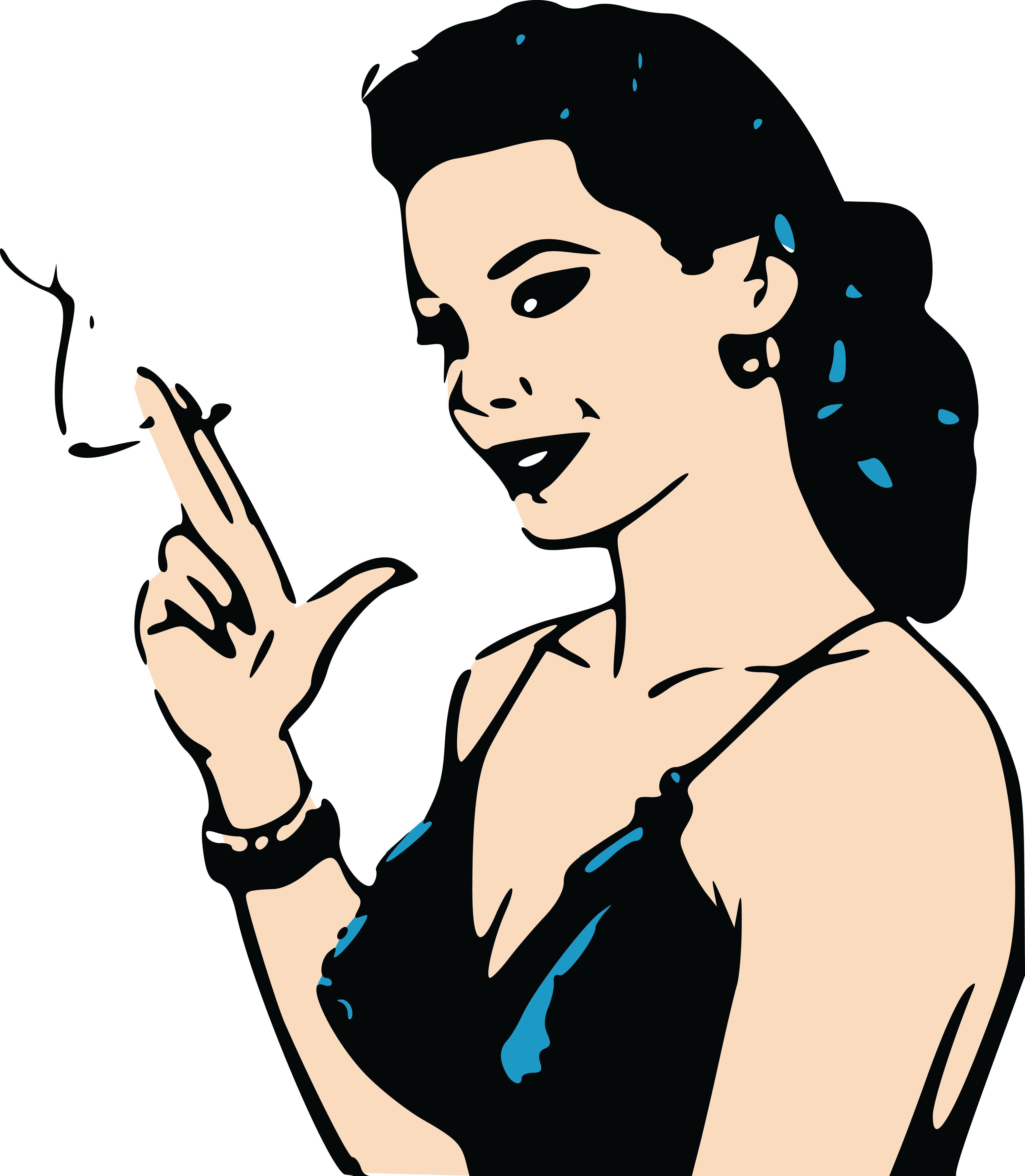 - Ai, - Eps, - Svg, - Free Clipart Of A Retro - Cartoon Of Woman Smoking (4000x4589)