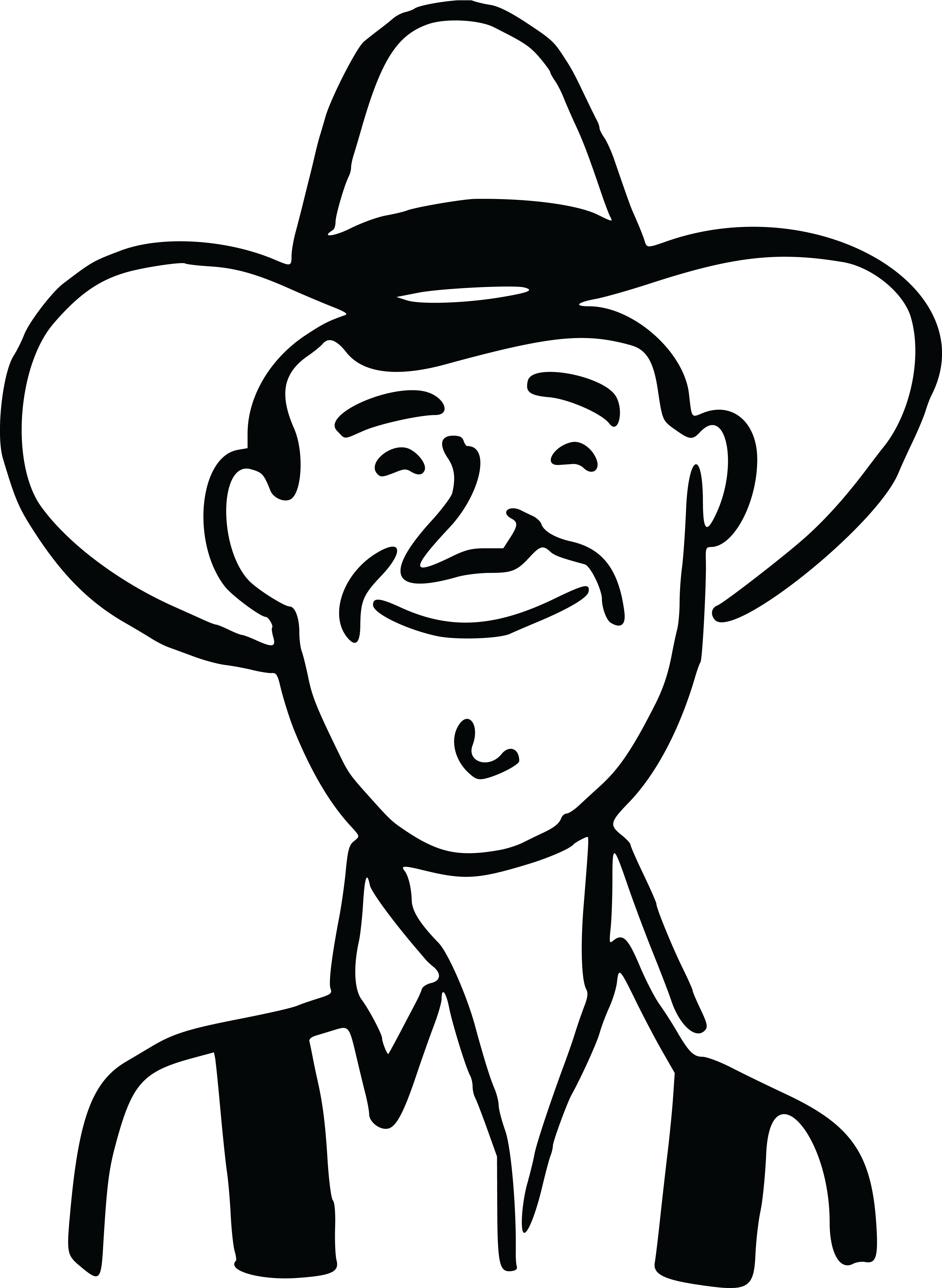 - Ai, - Eps, - Svg, - Free Clipart Of A Retro - Cowboy Head Clipart Black And White (4000x5467)